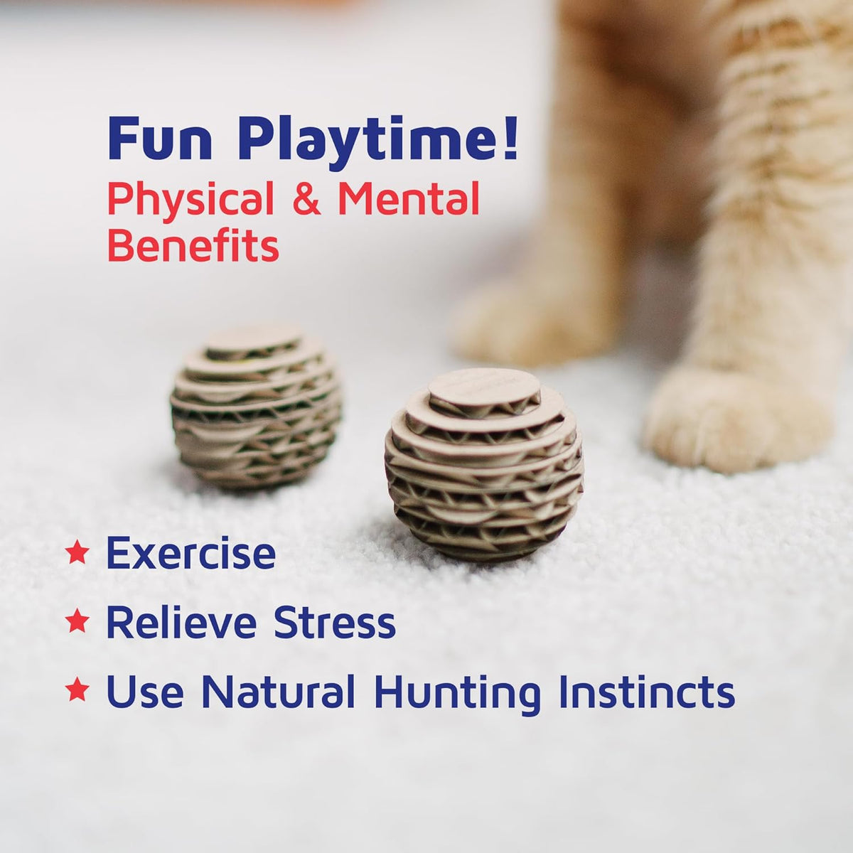 Cat Ball Toys by Americat – Made in USA – Safe Cardboard Cat Toys – for Interactive and Independent