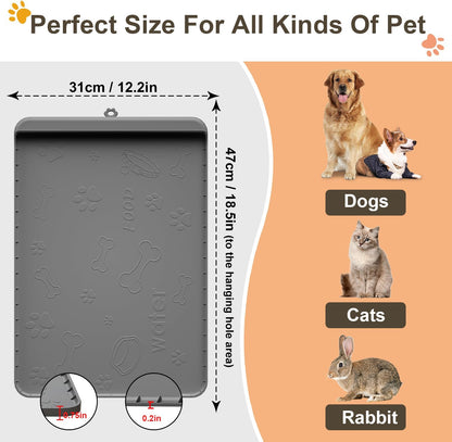 Dog Food Mat - Silicone Dog Mat for Water - 19" x 12" Pet Feeding Mats with Residue Collection