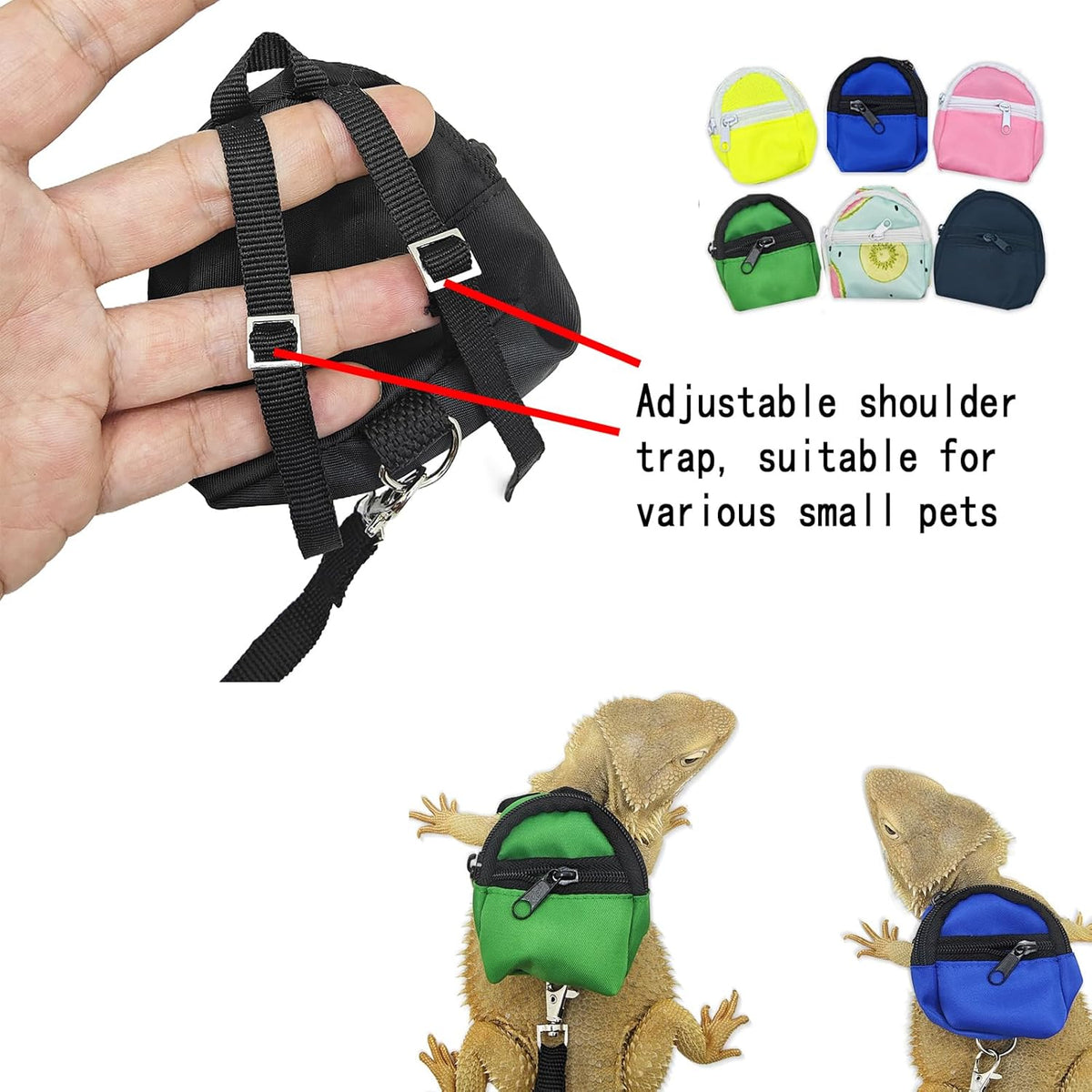 Crested Geckos Backpack Carrier,Reptile Portable Backpack Carrier with Small Backpack Harness Leash