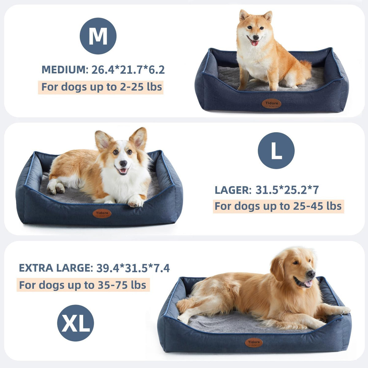 Orthopedic Dog Beds for Medium Dogs, Durable Egg Crate Foam Sofa Dog Bed wit Washable Removable