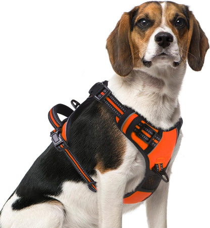 PUPTECK No Pull Dog Harness Medium Sized, Adjustable Reflective Dog Harness with Handle Easy
