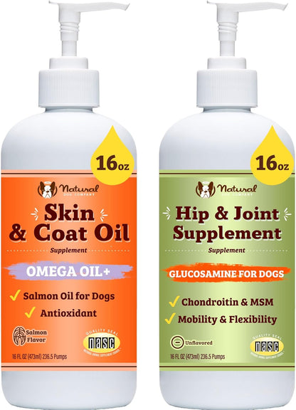 Natural Dog Company Healthy Joints, Skin and Coat Bundle for Dogs, Includes (1) Bottle Natural Dog