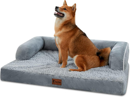 Orthopedic Dog Beds for Large Dogs, Waterproof Dogs Beds, Memory Foam Dog Couch Beds, Comfy Bolster