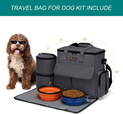 Modoker Airline Approved Pet Travel Bag, Weekend Dog Travel Set for Dog and Cat, Airline Approved