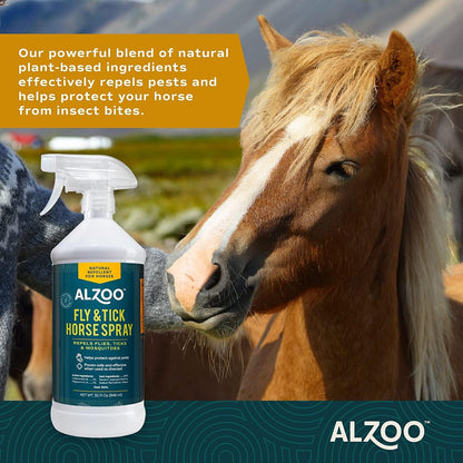 Natural Fly and Tick Horse Spray, Helps Repel Mosquitoes, Horseflies & Ticks, Plant-Based Active