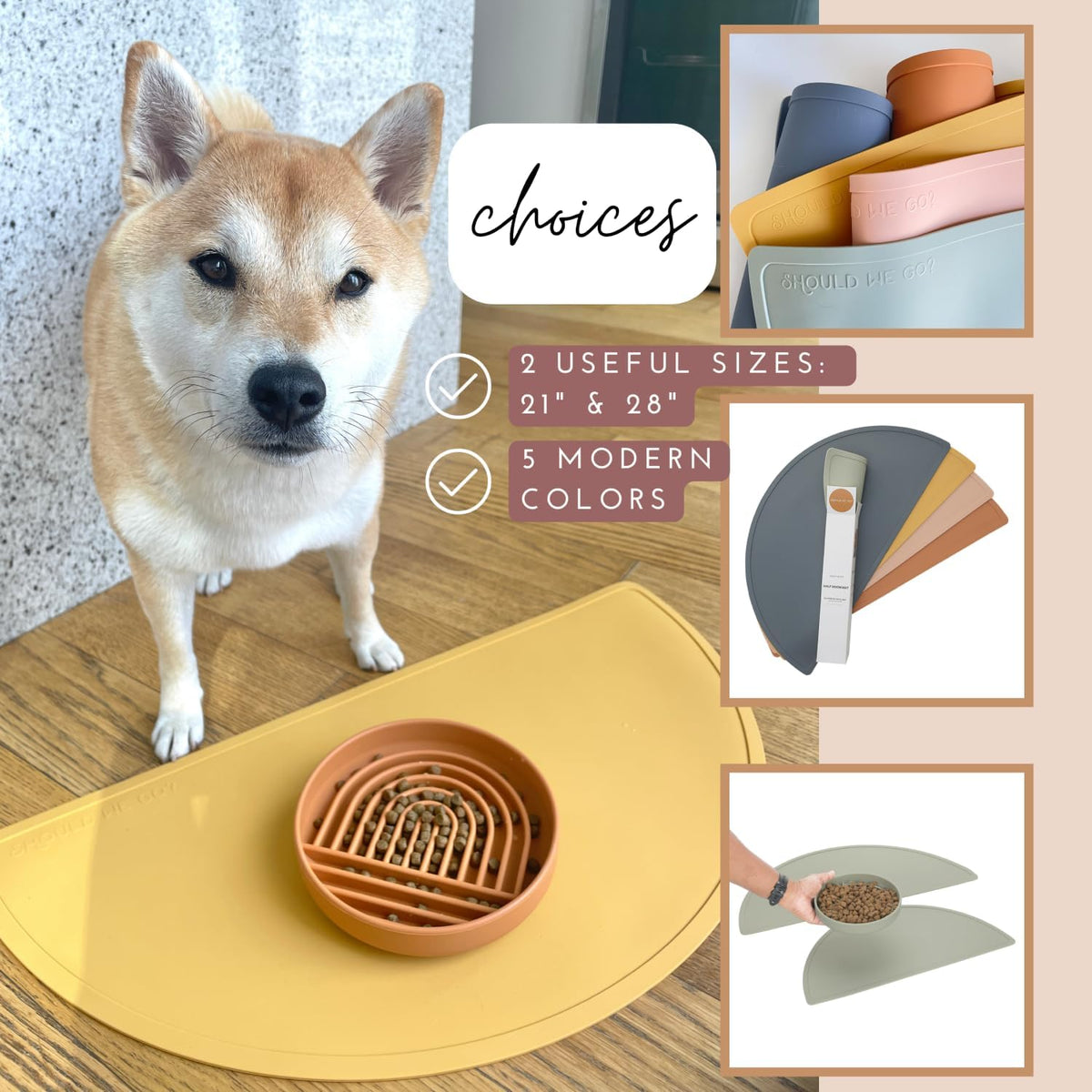 Waterproof Silicone Pet Food Mat - Non-Slip Spill-Proof Feeding Mats for Floors, Raised Edge Design