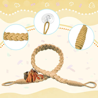 2PCS Hermit Crab Climbing Toys,Hermit Crab Rope Ladder Decor Reptile Hanging Vines Toys Hermit Crab
