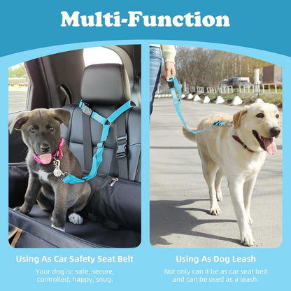 BWOGUE Pet Dog Cat Seat Belts, Car Headrest Restraint Adjustable Safety Leads Vehicle Seatbelt