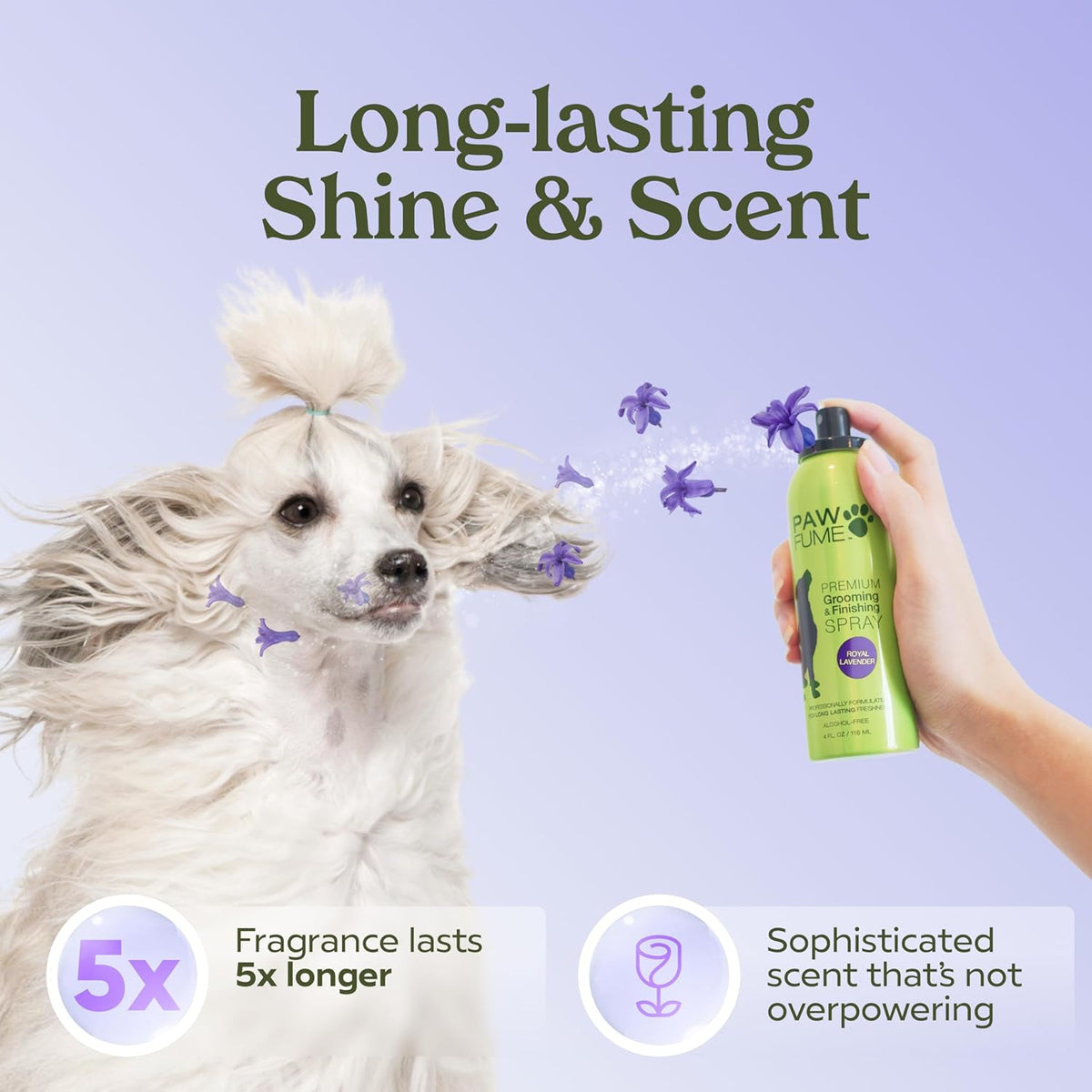 PAWFUME Dog Detangler Grooming Spray, Royal Lavender, 1-Pack – Keeps Pups Fresh All Day