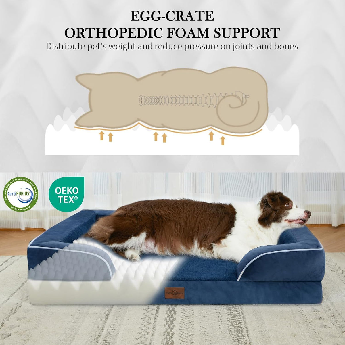 Comfort Expression Extra Large Dog Beds, Waterproof Orthopedic Foam Dog Beds, XL Dogs Bed with