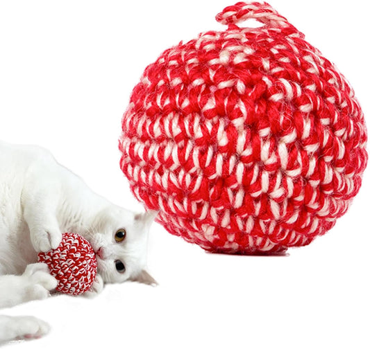 JAYU PET Red Cat Ball [W/O Bell Version] - Handmade Silvervine Cat Toy with Catnip, Interactive