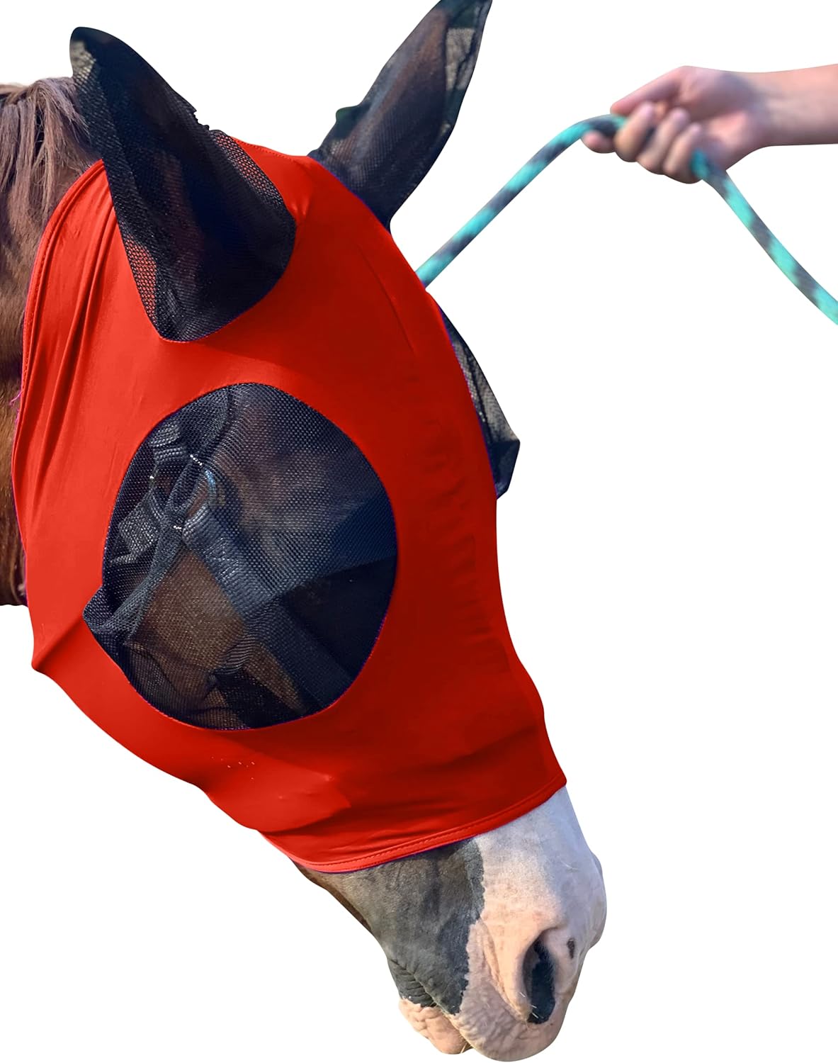 Horse Fly Mask - Durable Equine Fly Mask with Full Coverage for Eye & Ear - Stretchable UV & Sun