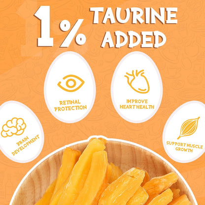 PAWUP Sweet Potatoes Strips Dog Treats - Single Ingredient Soft Chews w/Taurine, Chewy Sticks for
