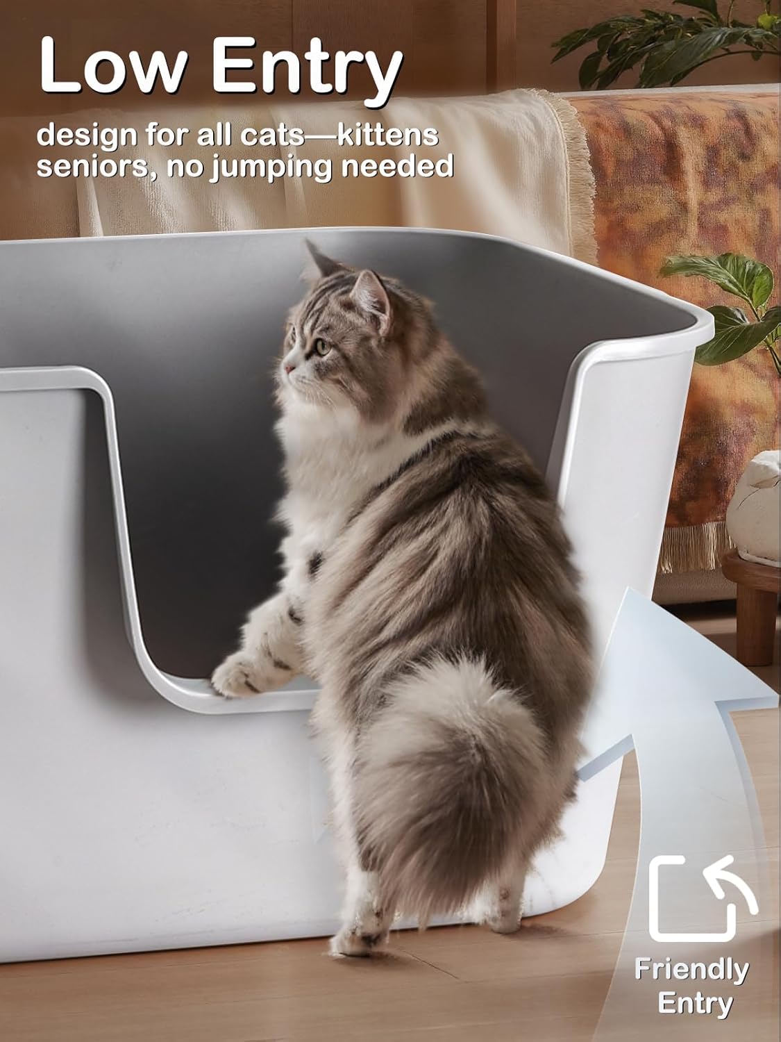 Extra Large Cat Litter Box with High Sides - Splash-Proof Design for Big Cats & Multi-Cat Homes