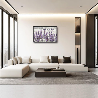 Large Lavender Wall Art for Living Room, Framed Oversized Rustic Floral Wall Decor Christian Give