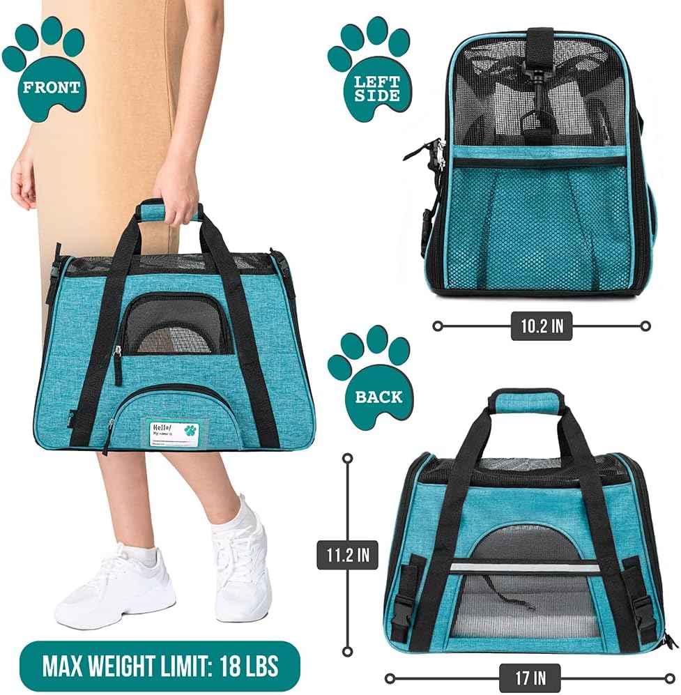 PetAmi Airline Approved Pet Carrier for Cat, Soft Sided Dog Carrier for Small Dog, Cat Travel
