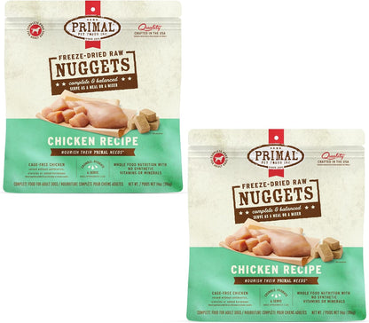 Primal Freeze Dried Dog Food Nuggets, Chicken; Complete & Balanced Meal; Also Use as Topper or