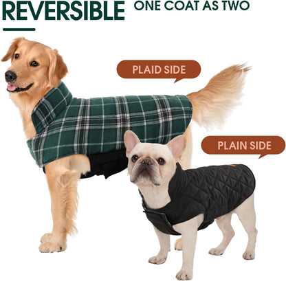 Kuoser Waterproof Dog Coat, Reversible Dog Jacket for Medium Dogs, Adjustable Durable Doggie Winter