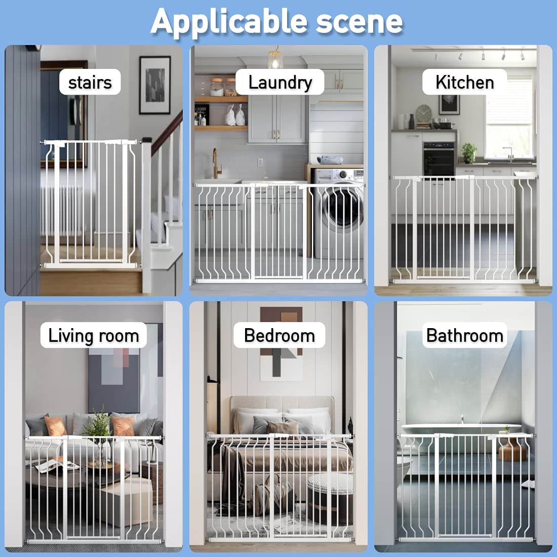 WAOWAO Extra Tall 40.55" Baby Gate 29.92-46.85" Wide Pressure Mounted Walk Through Swing Auto Close