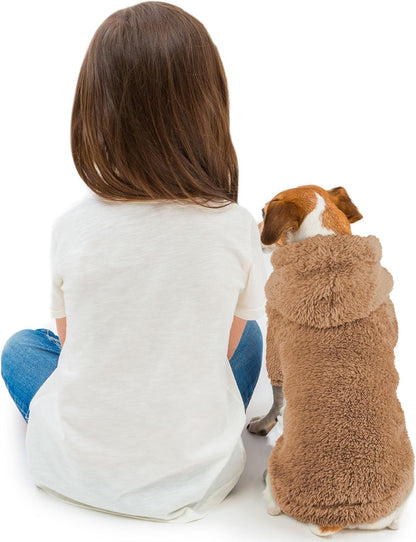 Fuzzy Dog Hoodie Dog Sweaters for Small Dogs Soft Double-Sided Plush Fleece Pet Sweater Pet Clothes
