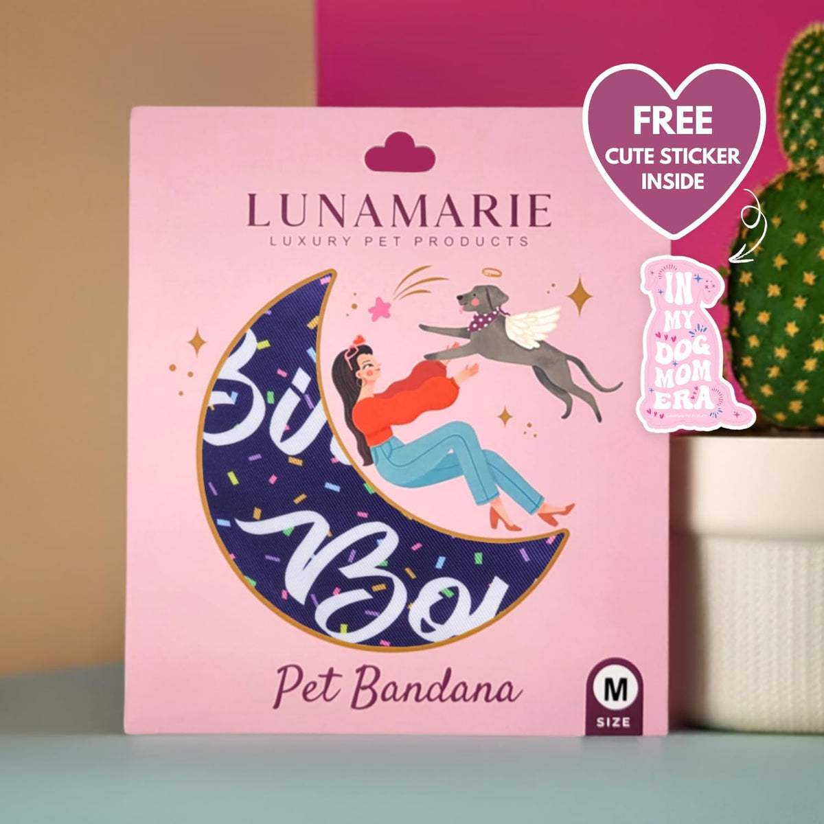 LunaMarie - Luxury Pet Birthday Bandanas -Premium & Silky Poly Fabric | 100% Handmade | Custom