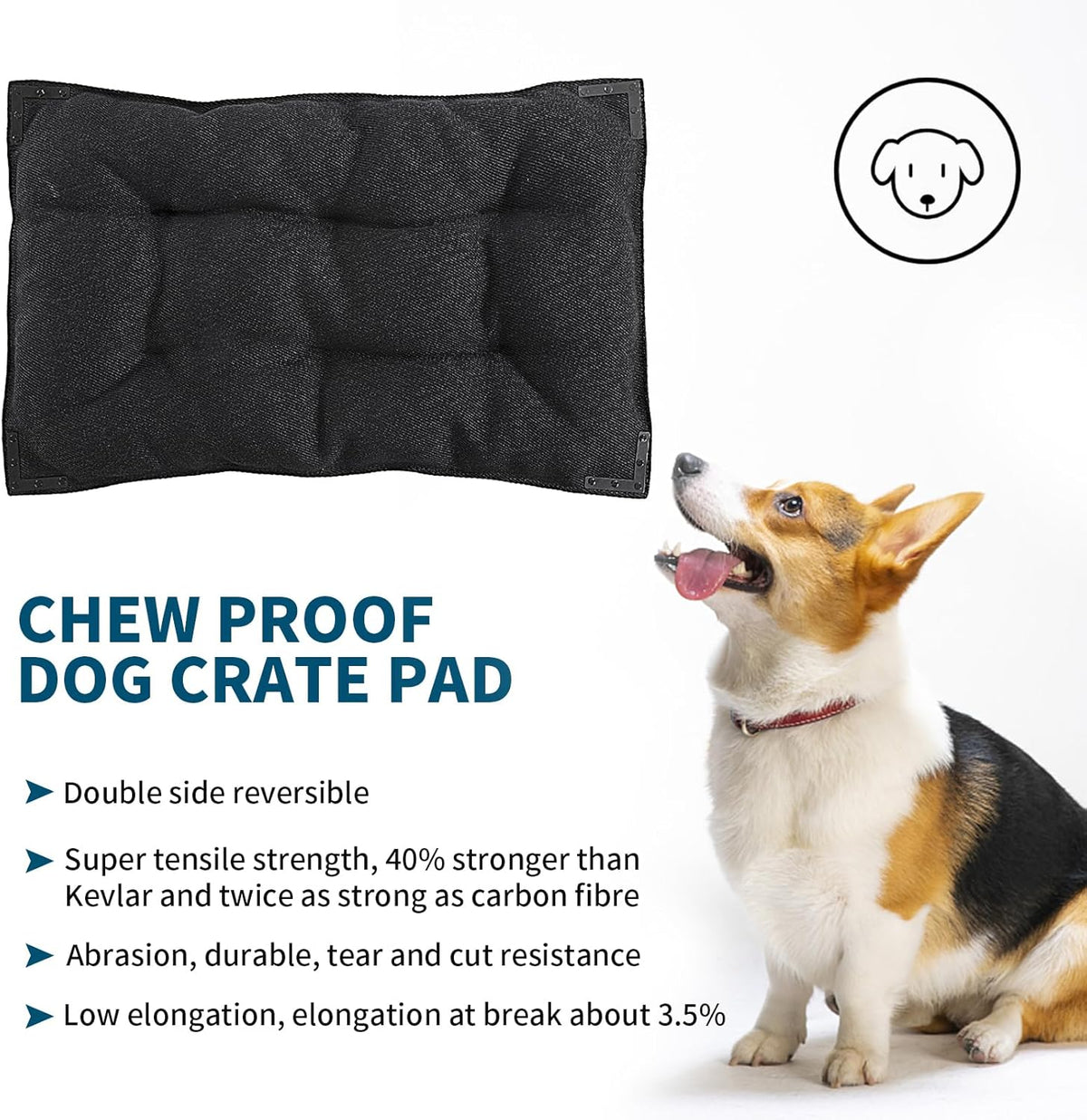 BALAPET Chew Proof Dog Bed with Metal Rivet Corner for Medium Dogs, Stable Kennel Pad Mat for