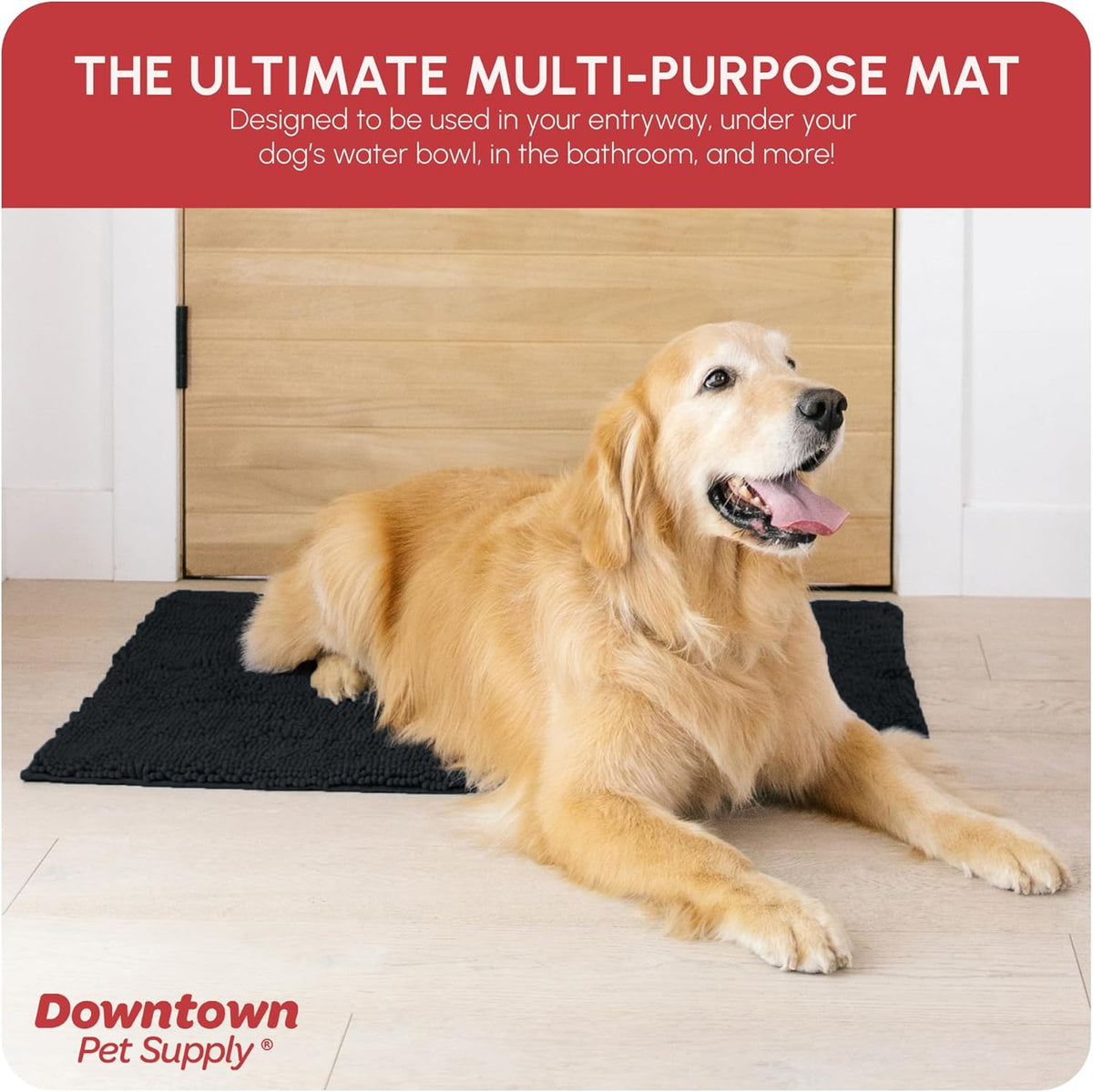 My Doggy Place Microfiber Dog Mat for Muddy Paws, 36" x 26" Black - Absorbent and Quick-Drying Dog