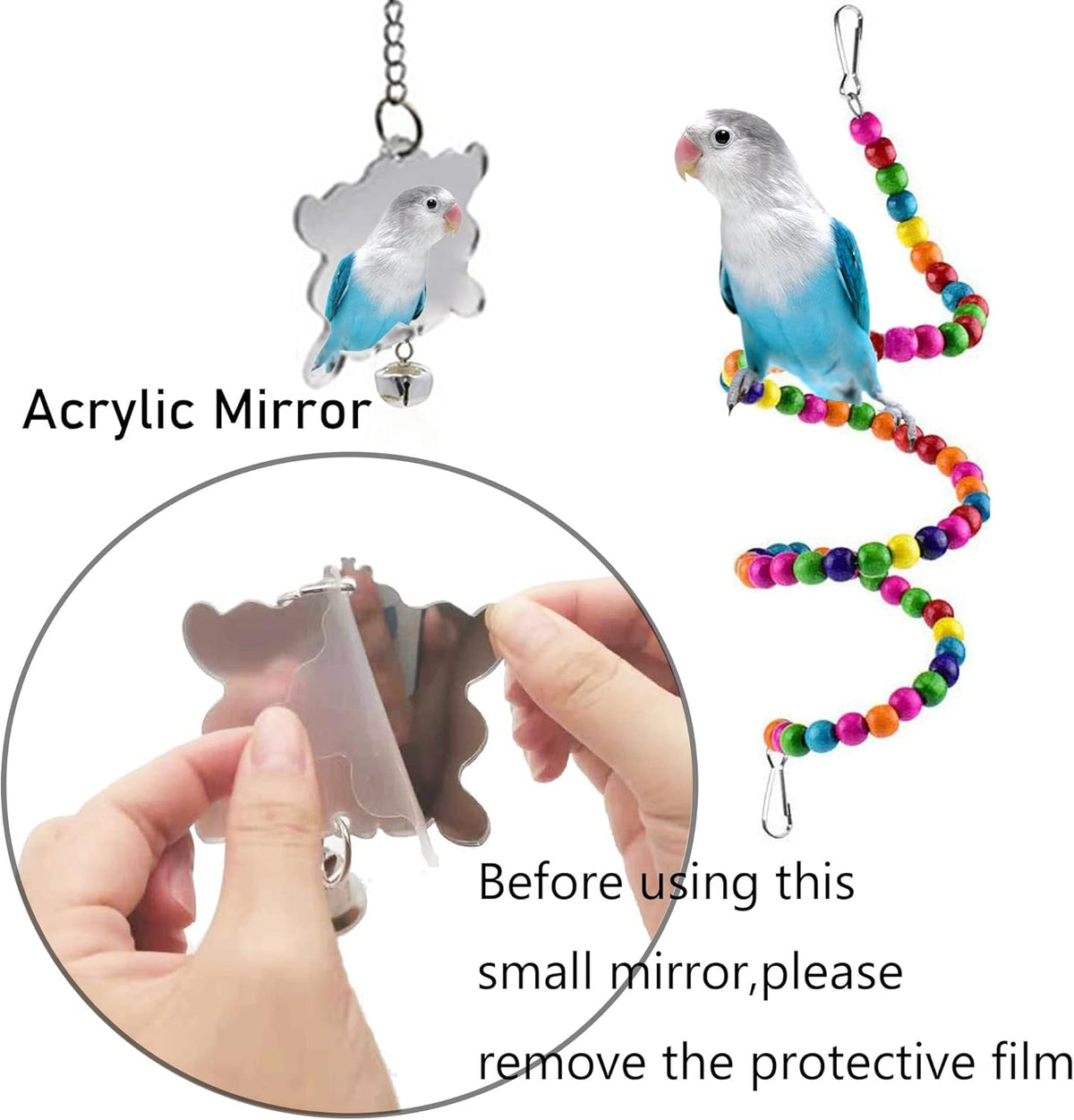 Bird Parakeet Cockatiel Toys, ESRISE Parrots Cage Hammock Swing Climbing Ladders Wooden Perch