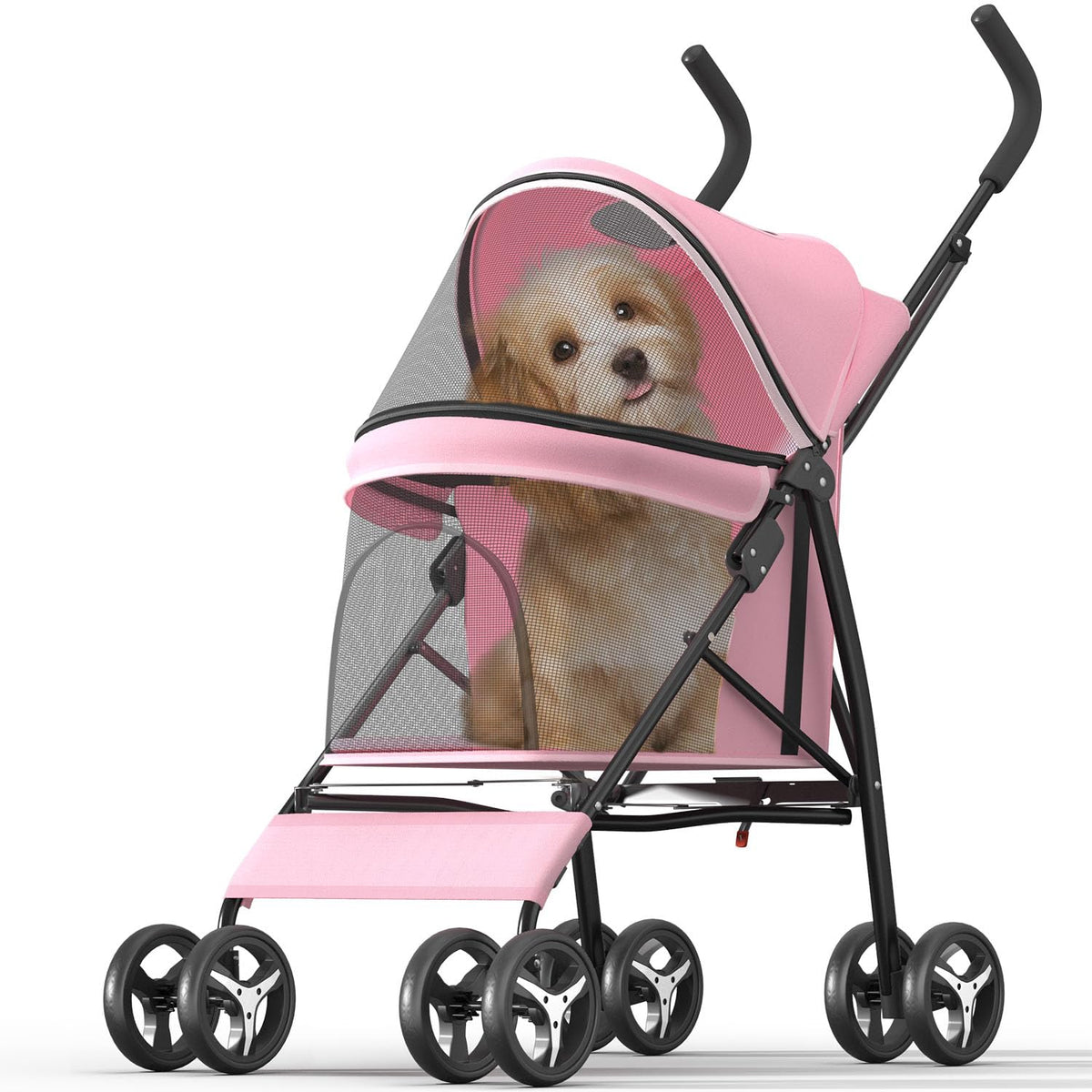 Pet Stroller with 4 Wheels for Small/Medium Pets, Portable Travel Foldable Carrier Jogger for Dog