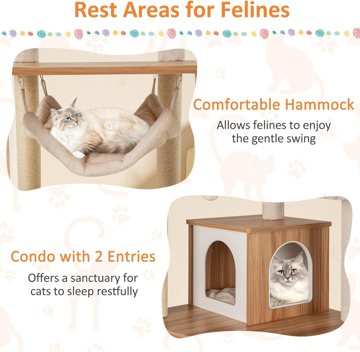 PETSITE 68 Inch Modern Tall Cat Tree for Indoor Cats, Multi-Level Wooden Cat Tree Tower with Sisal