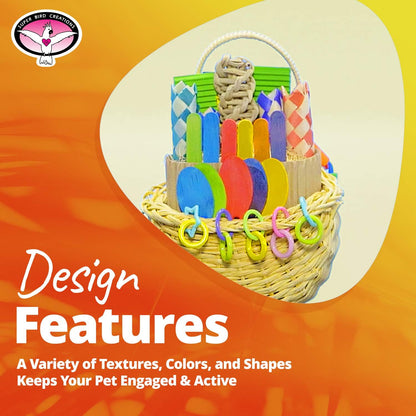 Super Bird Creations SB669 Wicker Foraging Basket Bird Toy for Parrots Cockatiels Ringnecks Medium