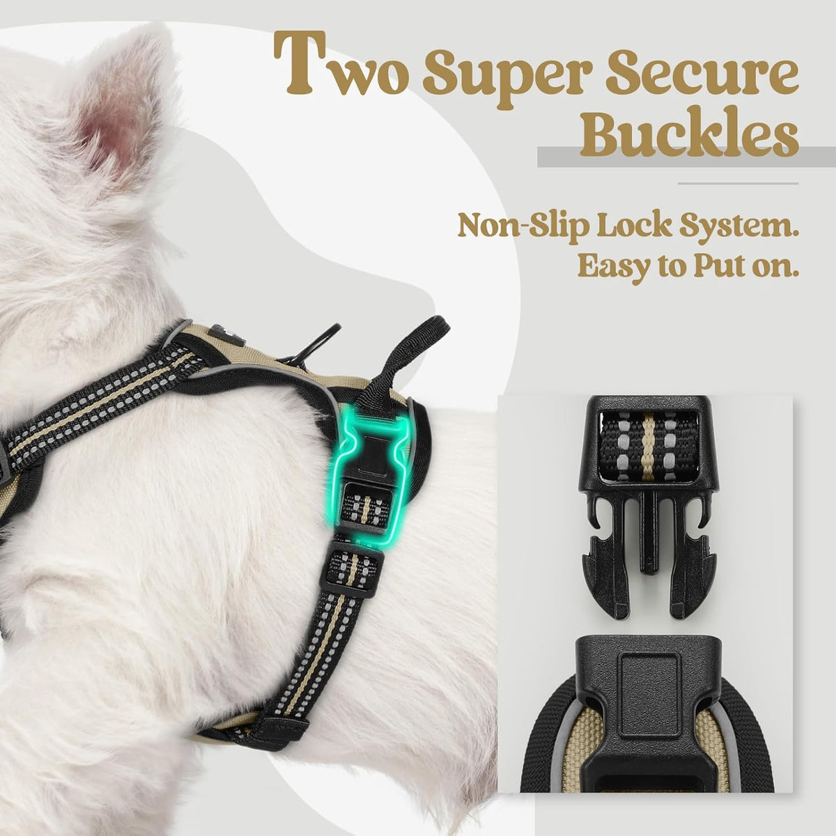 rabbitgoo Dog Harness No Pull with 2 Leash Clips, Adjustable Soft Padded, Reflective Oxford No