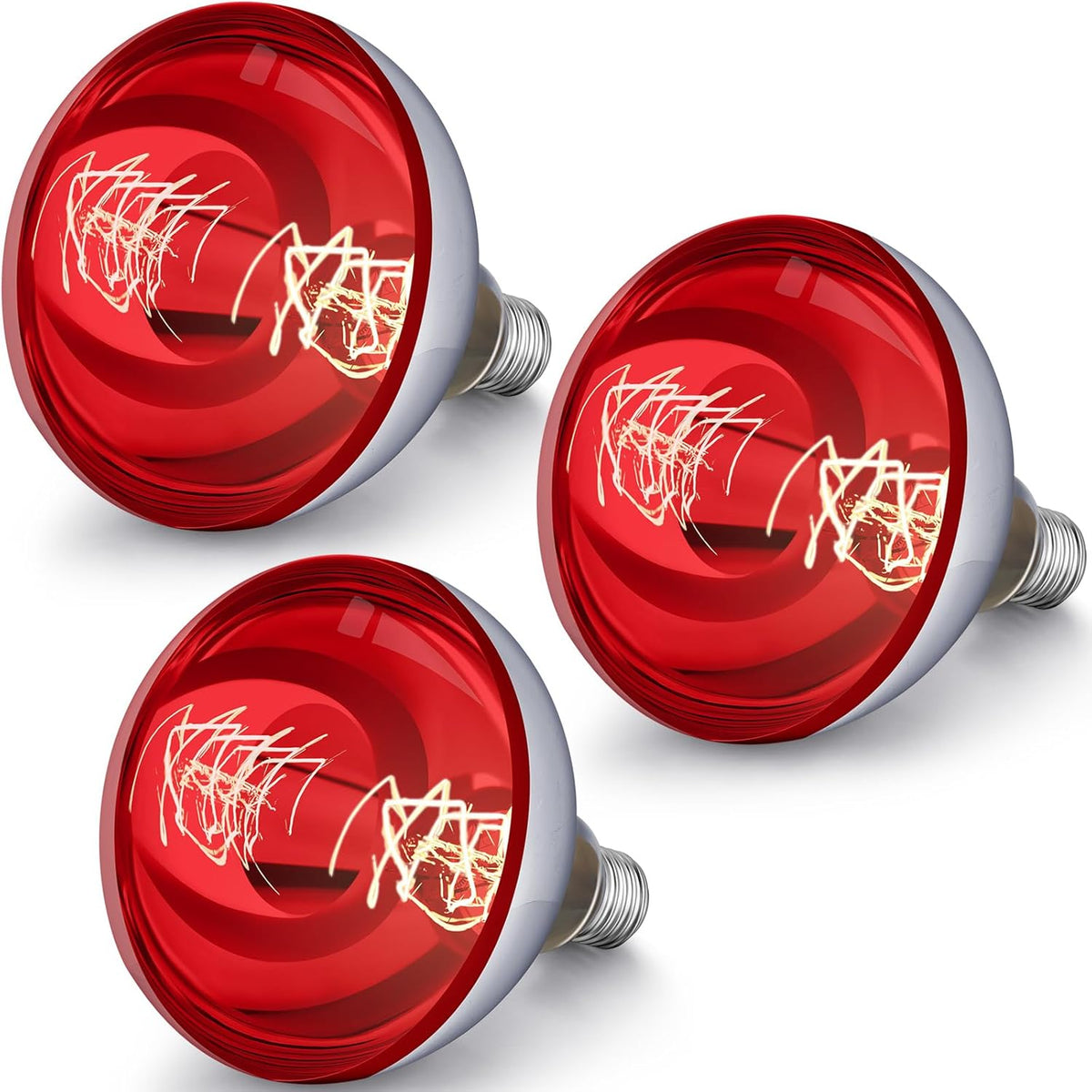 VIHOSE 3 Pack 250 Watt Heat Lamp 120v R40 Heat Lamp Bulbs Glass Incandescent Light Bulbs