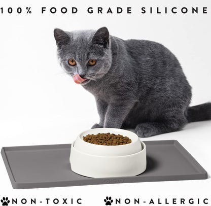 CatGuru Cat Food Mat, Small & Large Feeding Mats, 100% Waterproof Silicone Pet Placemat, Non-Slip