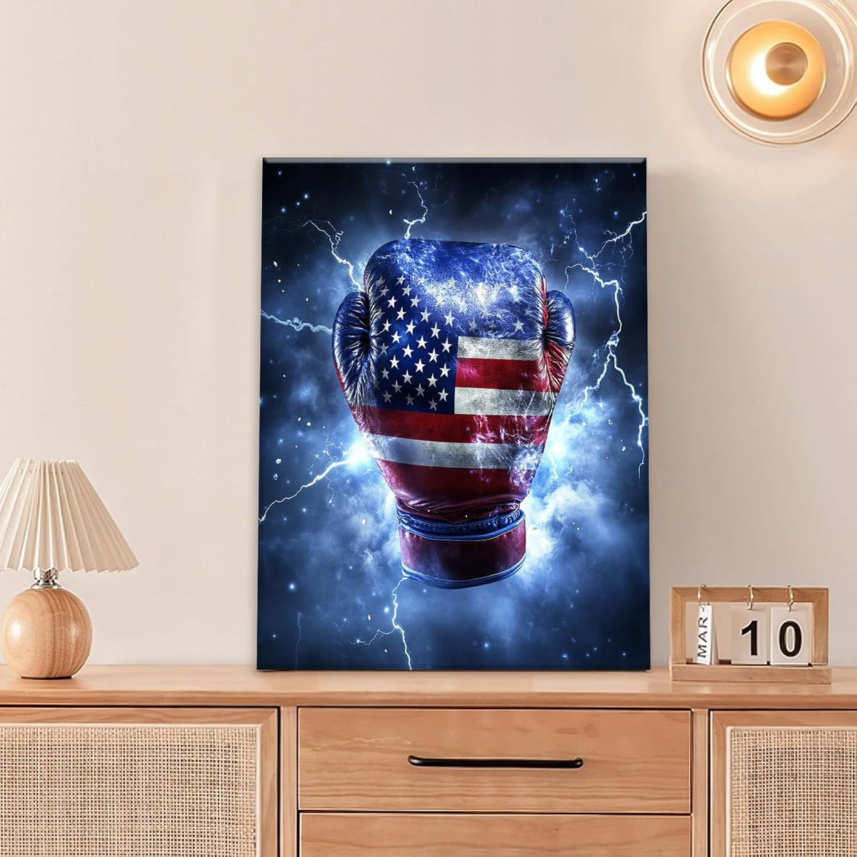 Sports Boxing Wall Art Canvas American Flag Wall Decor Prints Framed Painting Pictures Gifts