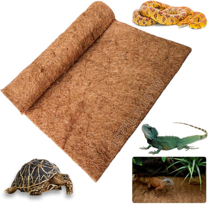 Hamiledyi Reptile Carpet 157" L x 16" W Natural Coconut Fiber Tortoise Carpet Mat for Pet Terrarium
