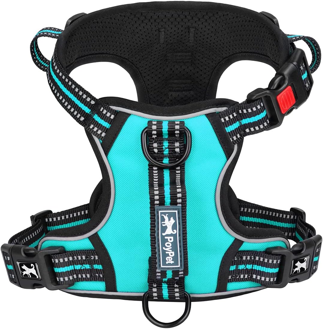 PoyPet No Pull Dog Harness, No Choke Front Clip Reflective Dog Vest with Soft Padded Vertical