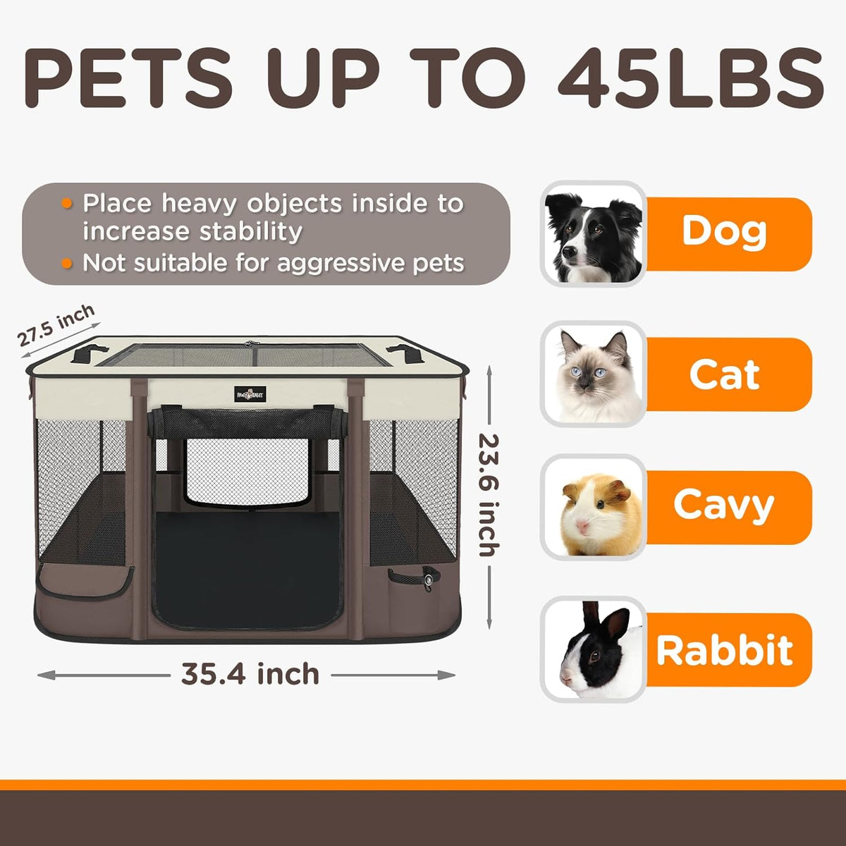 Foldable Pet Kitten Playpen, Upgrade Waterproof Portable Cat Dog Playpen Kennel Tent for Small Dog