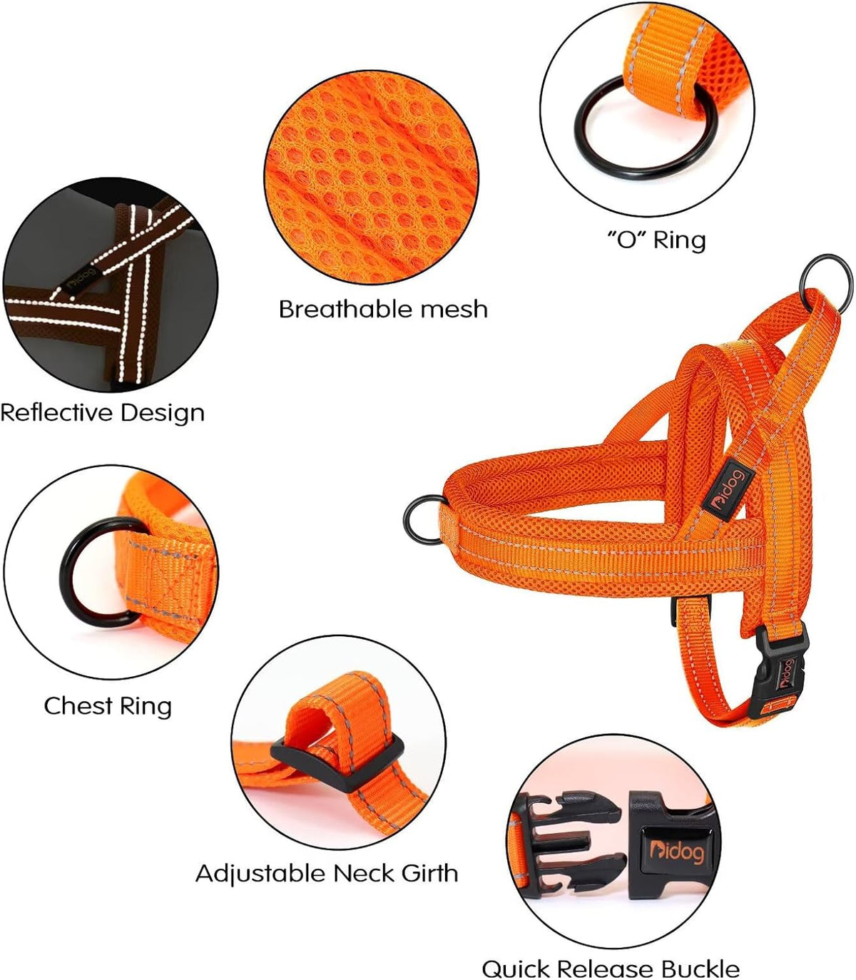 Didog No Pull Dog Harness with Soft Mesh Padded,Reflective & Quick Fit Light Weight Dog Strap Vest
