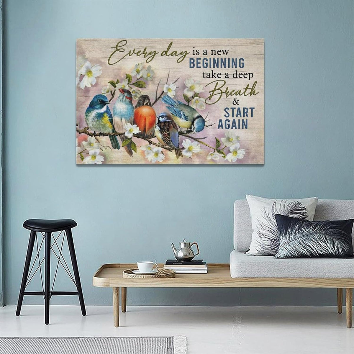 Bird Wall Art Farmhouse Flower Branch Pictures Rustic Country Birds Wall Decor Floral Canvas Print