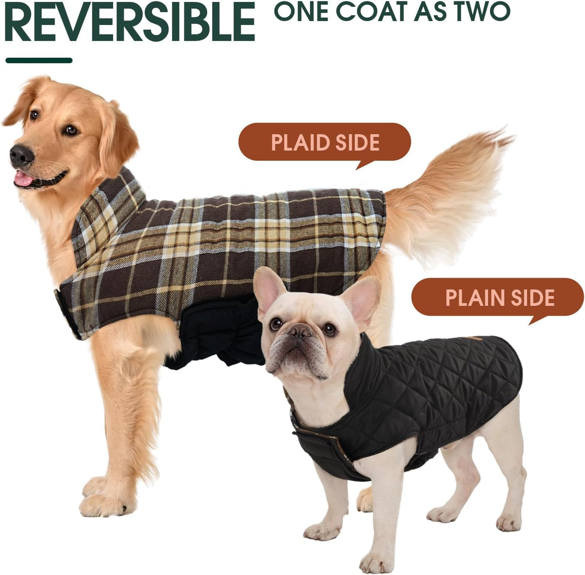 Kuoser Warm Dog Coat, Waterproof Dog Coats for X-Small Dogs, Adjustable Durable Doggie Winter
