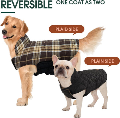Kuoser Waterproof Dog Coat, Reversible Dog Jacket for Small Dogs, Adjustable Durable Doggie Winter