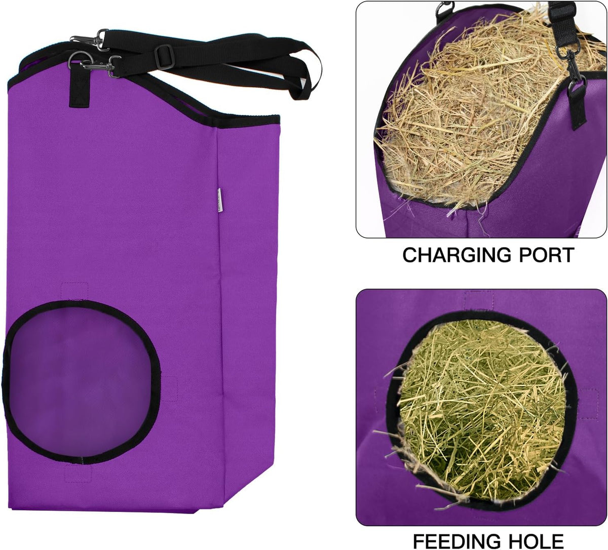 3 Packs Goat Hay Feeder,Hay Bags for Goats,Horses,Sheep,Premium 600D Oxford Cloth,with Metal