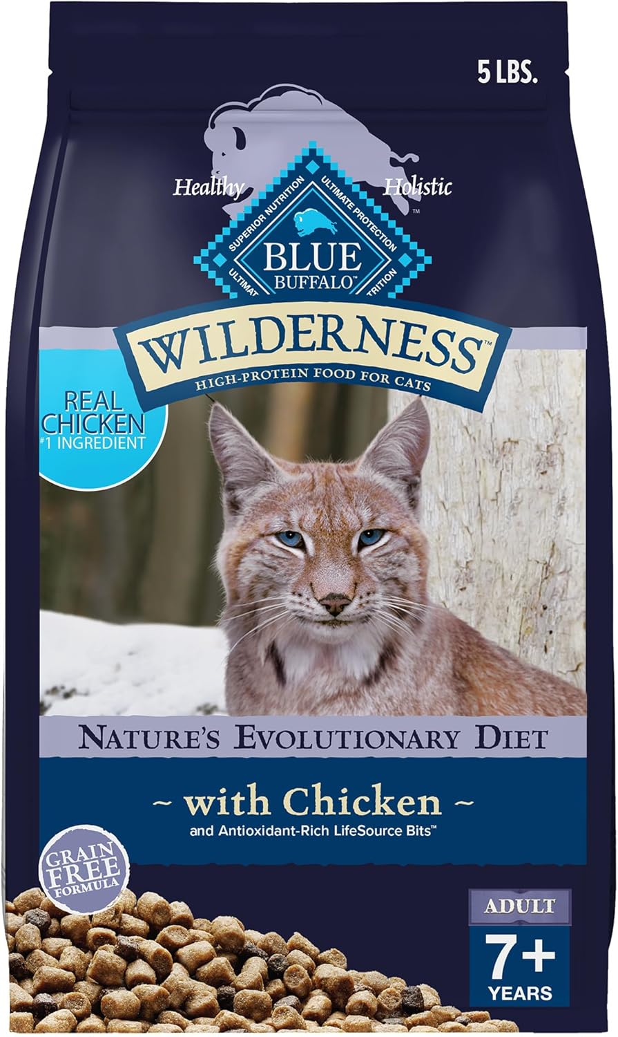 Blue Buffalo Wilderness Natural Mature Dry Cat Food for Cats 7+ Years, High-Protein and Grain-Free