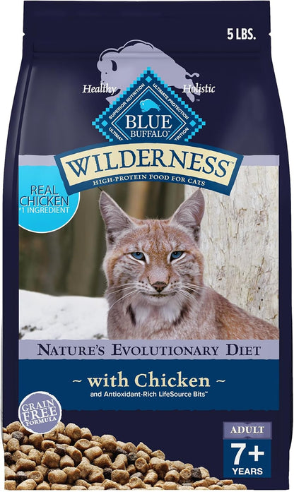 Blue Buffalo Wilderness Natural Mature Dry Cat Food for Cats 7+ Years, High-Protein and Grain-Free