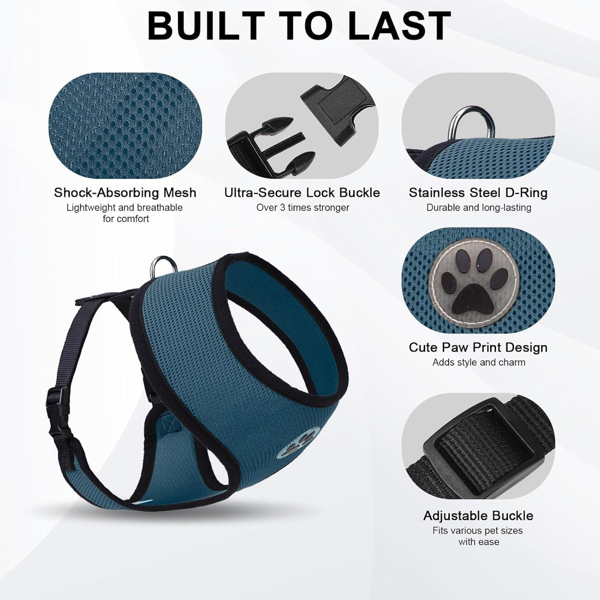 BINGPET Small Dog Harness - Breathable Mesh Puppy Cat Harnesses - No Pull Adjustable Dog Harness