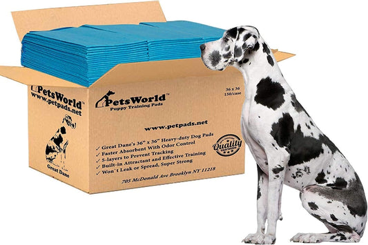 PETSWORLD Giant Dog Potty Pads, Odor-Eliminating, 36" x 36", Ultra Absorbent 5-Layer Leak-Proof