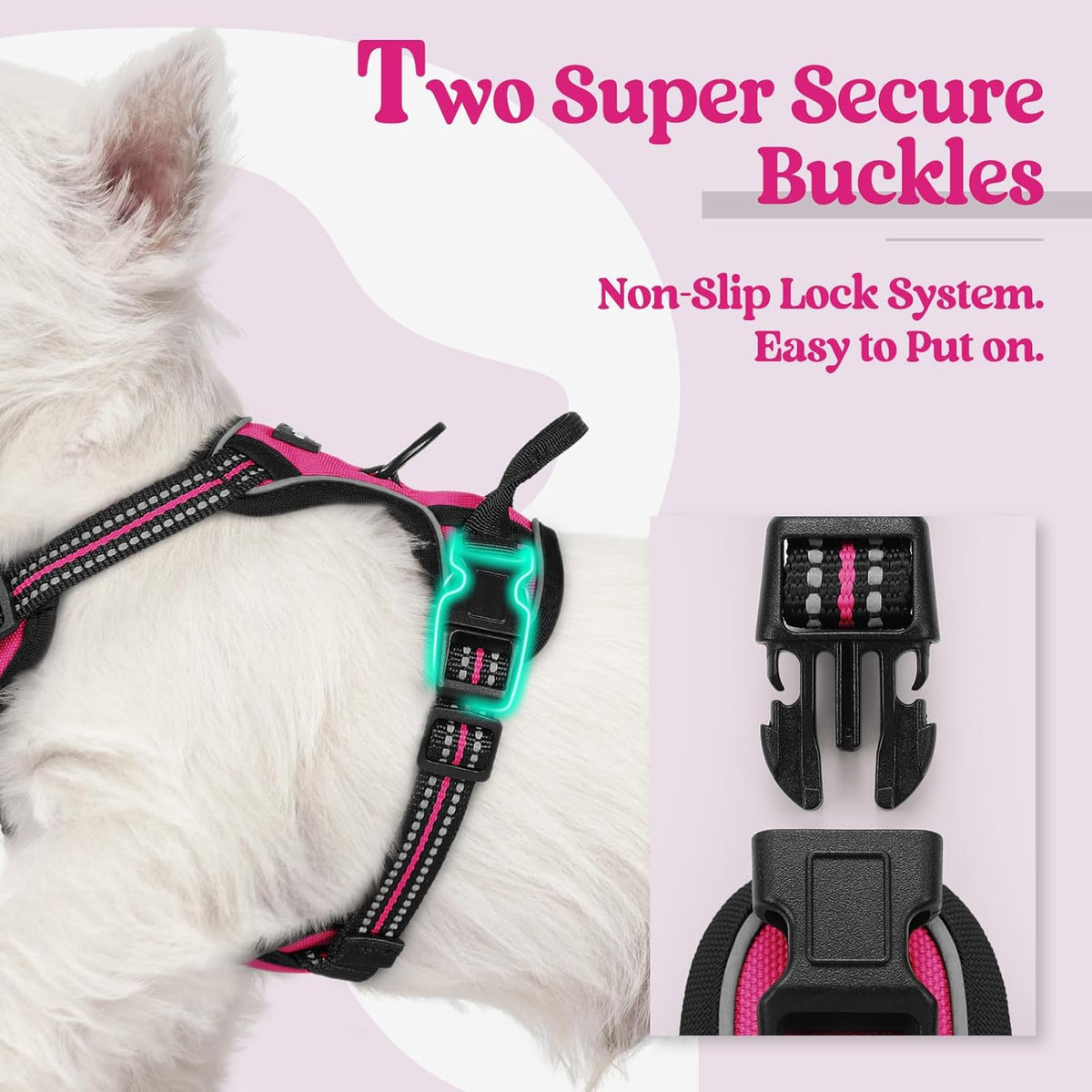 rabbitgoo Dog Harness No Pull with 2 Leash Clips, Adjustable Soft Padded, Reflective Oxford No