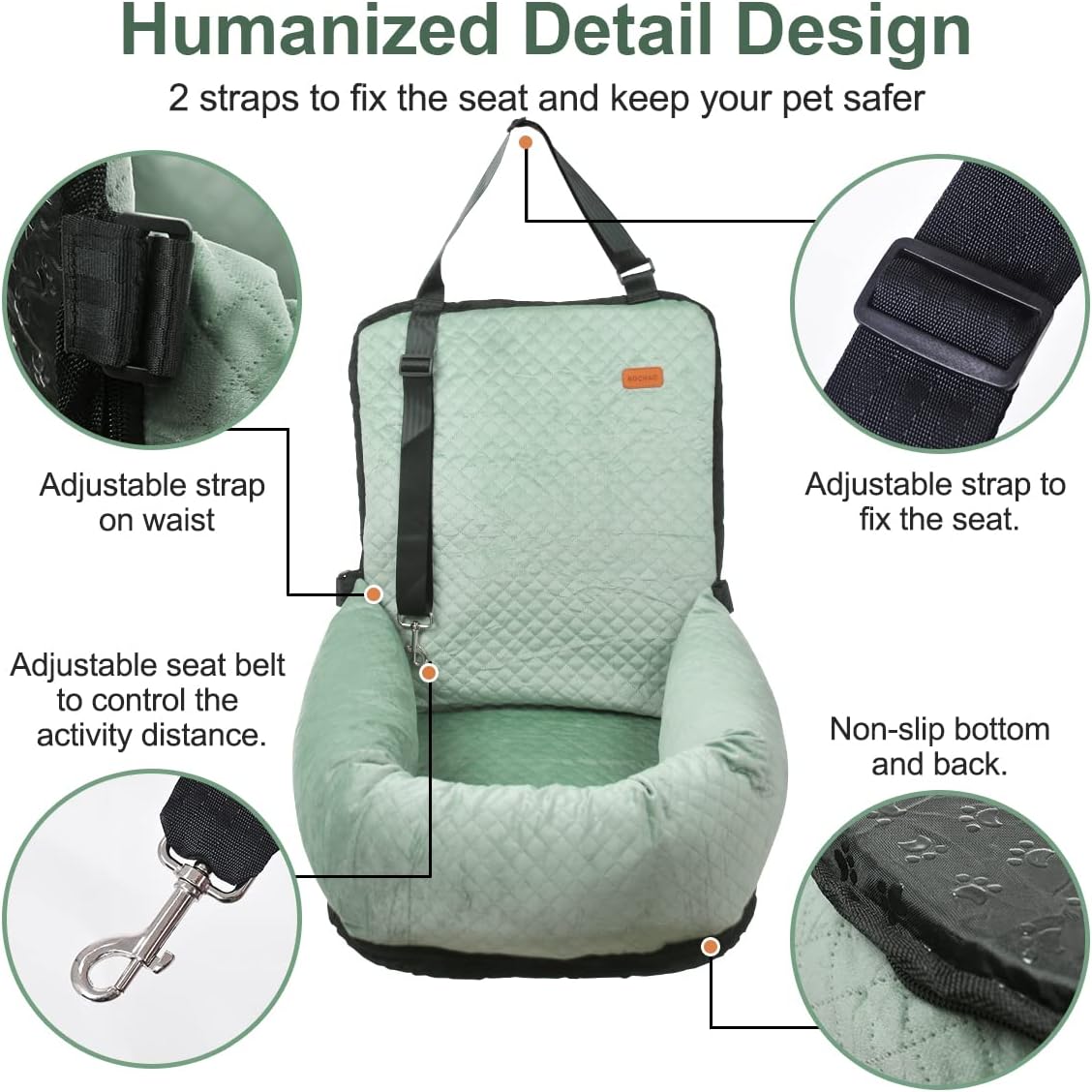 Dog Car Seat for Small Medium Dogs Up to 40lbs, Detachable Washable Soft Pet Booster Travel Bed for