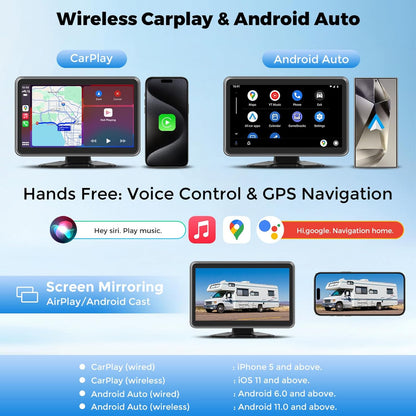 HD1080P Wired Backup Camera System with Apple Carplay & Android Auto,10'' Touch Screen Monitor, 2